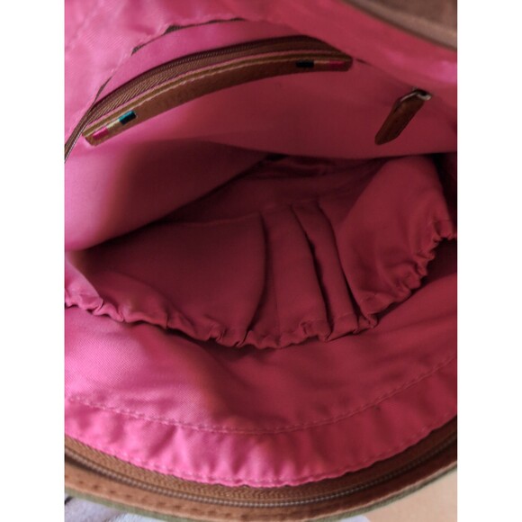 The Saks bookbag purse brown and green - Picture 4 of 7